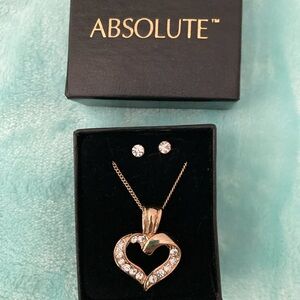 Gold Heart Necklace and Earring Set